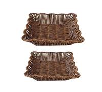 2 pz/set Cestino Intrecciato Imitazione Rattan Intrecciato Cestini for Pane Frutta Verdura Ristorante Che Serve Display Da Tavolo Ratt(C SET)