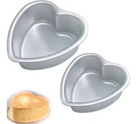 2 Pz Set di Stampi per Torte a Forma di Cuore, Stampi a Forma di Cuore in Alluminio, Teglie Aantiaderenti per Torte a Forma di Cuore, 6 Pollici e 8 Pollici, Stampo da Forno con Fondo Removibile