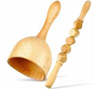 2 Pz/set Legno Gua Sha Strumenti di Massaggio Tazza di Legno Rullo for Raschiare La Cellulite Promuovere La Circolazione Sanguigna Alleviare Il Dolore Muscolare