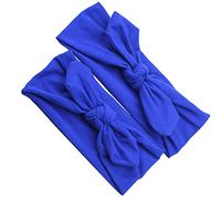 2 pz/set Mommy and Me Knot Headwrap Rabbit Ear Headbands Hairband Deep Blue