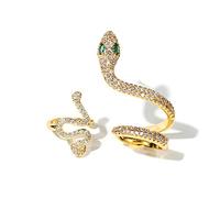 2 pz/set serpente clip su orecchini per le donne Vintage Zircone oro orecchio osso clip Punk orecchio polsini personalità gioielli accessori regalo