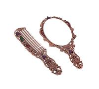 2 pz/set vintage spazzola pettine e specchio set per le donne castello russo strumento di bellezza portatile (rame)