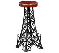 2 Pz Sgabelli da Bar in Vera Pelle, Ferro Verniciato, Marrone e Nero, | Vera pelle, telaio ferro Eiffel, uso bar o cucina, stile industrial, facile da spostare