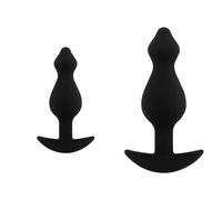 2 PZ Silicone Anale Plug Set per Principianti, Dildo Anale Perline G-spot Massaggio Giocattoli Sesso con Base svasata per Donne Uomini (nero)