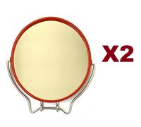 2 PZ SPECCHIO COSMETICO DA TAVOLO GIREVOLE 12 Ø CON APPOGGIO TRUCCO BARBA