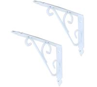 2 Pz Staffe per Mensole Pesanti, Supporti per Mensole Triangolare a Parete con Viti, Staffa per Mensola a Muro a L Decorativi per Libri Cucina(White,15cm/5.9in)