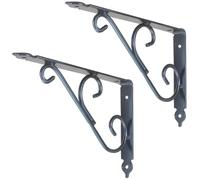 2 Pz Staffe per Mensole Pesanti, Supporti per Mensole Triangolare a Parete con Viti, Staffa per Mensola a Muro a L Decorativi per Libri Cucina(Black,15cm/5.9in)