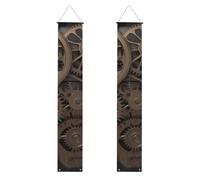 2 pz Steampunk ingranaggi meccanici portico banner porta anteriore segno elegante decorazione della casa bandiere appeso portico segno banner di benvenuto per esterni interni forniture per le vacanze
