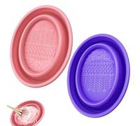 2 PZ Tampone in Silicone per Pennelli per il Trucco, Rosa Spazzole per Cosmetici Tappetino per Pulizia, Strumento per la Pulizia dei Pennelli da Trucco, Detergente per Pennelli in Silicone, Pieghevole