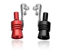 2 Pz Turbo Whistle, Terminale Turbo con Fischio per Tubo di scarico, Valve Simulator Accessori per Tubi di Scarico dell'automobile Turbo Sound Whistle, Alluminio (Nero + Rosso)