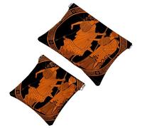 2 pz Uomo con un fiocco trama mitologica di Apollo Artemis pittura greca borsa cosmetica tascabile borsa cosmetica auto-chiusura Shrapnel sacchetto di trucco, mini borsa portatile da viaggio per