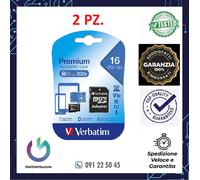 2 PZ. - VERBATIM MICRO-SDHC/16GB CLASSE 10 + ADATTATORE