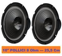 2 PZ WOOFER 25 CM 8 Ohm 400w ALTOPARLANTE SOSP. MORBIDA 10" POLLICI CASSE