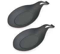 2 Pzi Porta Cucchiaio Silicone da Cucina Spoon Rest Poggia Utensili Resistente al Calore per Spatole Cucchiai Pentole (Grigio)