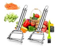 2 pzs Affettatrice alla Julienne, 4 in 1 Pelapatate, Cucina Pelapatate in Acciaio Inox, Grattugie Con cepillo de limpieza, Sbucciatore Universale - impugnatura Ergonomica