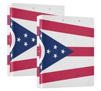 2 raccoglitori ad anelli rotondi da 3,8 cm con tasche, confezione da 1/2 raccoglitori per studenti universitari, 200 fogli, bandiera Ohio State Ohio Oh