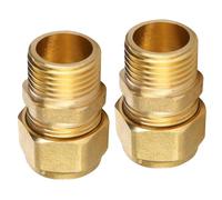 2 raccordi ad anello di serraggio in ottone, 16 mm x 1/2" AG, transizione con filettatura esterna da 1/2", raccordo a vite ad anello di serraggio per tubo multistrato DVGW e tubo composito in