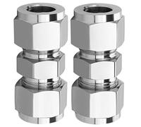 2 raccordi per tubi a compressione, in acciaio inossidabile 304, connettore dritto da 10 mm, giunto a compressione a doppia ghiera, adattatore per tubo in metallo per aria pneumatica e linea