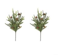 2 rami artificiali di pino verde, piante artificiali aghi di pino per ambienti interni ed esterni (Z6100/45)
