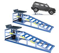 2 rampe per auto, 5T/4989,5 kg, ad alto carico, rampa per cambio olio idraulico con striscia riflettente notturna ad alta visibilità integrata, altezza di sollevamento regolabile di 24,9-38,1 cm