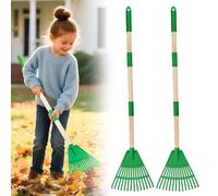 2 rastrelli da giardino, scopa per fogliame, in plastica, rimovibili, robusti, per agricoltura, giardinaggio, attrezzi per bambini, aiuole, bambini, arbusti (verde)