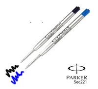 2 REFILL ORIGINALI PARKER BALLPOINT PUNTA M NERO E BLU