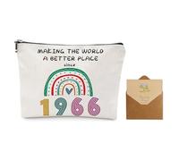2 regali per il 60° compleanno, Making The World A Better Place, borsa per il trucco con biglietto per il 60° compleanno, regalo di compleanno del 1966 per donne, lei, figlie, mogli, amiche