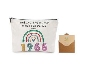 2 regali per il 60° compleanno, Making The World A Better Place, borsa per il trucco con biglietto per il 60° compleanno, regalo di compleanno del 1966 per donne, lei, figlie, mogli, amiche