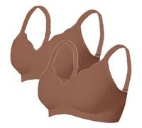 2 reggiseni da donna comodo reggiseno senza fili morbido bralette copertura completa push up reggiseno premaman per tutti i giorni, Caff, L