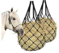 2 reti for fieno a lenta alimentazione for cavalli con fori da 2 pollici, robuste reti for fieno portanti, appese al rimorchio for stalla for cavalli(Color 01)