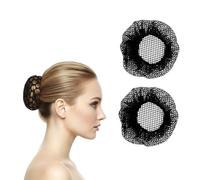 2 reti nere per chignon all'uncinetto con bordo elastico in rete, per donne e ragazze, ballerine, infermieri, impiegati di banca