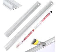 2 righelli da taglio in alluminio bianco, 30 cm e 45 cm, righello in metallo con 2 pennarelli a punta lunga e impugnatura rialzata, strumenti antiscivolo di precisione per artigianato, fai da te