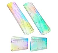 2 righelli flessibili da 15 cm, righello flessibile colorato e trasparente, infrangibile e pieghevole per bambini, scuola, ufficio e casa