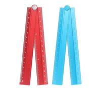 2 Righelli Pieghevoli 30cm, Righello in Alluminio con Goniometro, Strumento di Misura Geometrico Pieghevole con Scala Angolare per Architetti, Artisti - 2 Colori(Red+Peacock Blue)