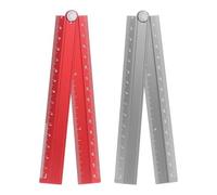 2 Righelli Pieghevoli 30cm, Righello in Alluminio con Goniometro, Strumento di Misura Geometrico Pieghevole con Scala Angolare per Architetti, Artisti - 2 Colori(Gray+Red)