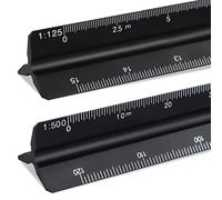 2 righelli triangolari, scalimetro professionale, righello triangolare, 30 cm, nero, scala 1:20, 1:25, 1:50, 1:75, 1:100, 1:125 e 1:100, 1:200, 1:250, 1:300, 1:400, 1:500, per scuole, famiglie
