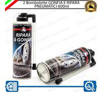 2 RIPARA GOMME AUTO GONFIA E RIPARA OGNI TIPO DI PNEUMATICO FORATURA AUTO 600 ml