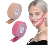 2 Rolls Face Lifting Tape per il viso, 2,5 cm × 5 m, per lifting facciale contro le rughe, per rassodare e rassodare la pelle (colore della pelle, rosa)