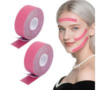 2 Rolls Face Lifting Tape per il viso, 2,5 cm x 5 m, per lifting, contro le rughe, per rassodare e rassodare la pelle (rosa)