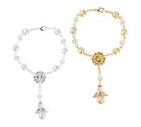 2 rosario per auto con angelo custode, rosario per auto, ciondolo a forma di angelo custode, ideale per il regalo di viaggio (oro + argento)