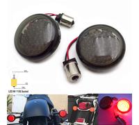 2 " Rosso 1156 Inserti LED Giro Signal Luce W / Fumo Lente Cover Per Harley