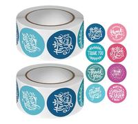 2 rotoli (1000 pezzi) di adesivi di ringraziamento, adesivi colorati rotondi, adesivi adesivi di ringraziamento impermeabili, adesivi decorativi fai da te, possono essere utilizzati per la decorazione