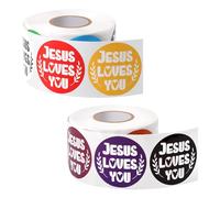 2 Rotoli 1000pz Adesivi Jesus Loves You, 3,8cm 16 Colori Adesivi Cristiani Impermeabili Adesivi Religiosi Jesus Loves You Decalcomanie Adesivi Incoraggiamento Gratificante Decorazione e Regalo