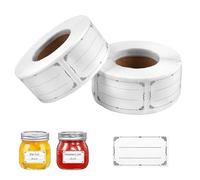 2 Rotoli 1200 Pezzi Etichette Adesive per Barattoli Vetro, Bianco Etichettes per Marmellate, 3×5 cm Etichette Alimentari, Etichettes per Il Congelamento per Bottiglie, Cucina, Bicchieri, Ufficio