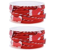 2 rotoli/4 rotoli di nastro natalizio in poliestere con cuori in stile cartone animato, albero di zucchero e bastoncini di zucchero, fogli di carta da regalo natalizia