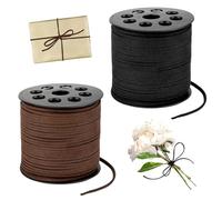 2 Rotoli Cordoncino in Pelle Scamosciata Marrone e Nero 10m x 2,5mm Cordino in Pelle per Gioielli, Artigianato, Decorazioni Vintage