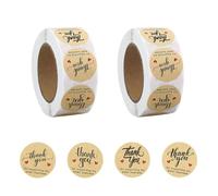 2 rotoli di adesivi di ringraziamento rotondi, per buste, compleanni, feste, biglietti (marrone)