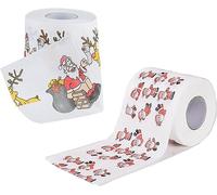 2 rotoli di carta igienica natalizia - Babbo Natale da bagno rotolo di carta igienica forniture di Natale carta velina decorazione bagno tovagliolo divertente festa di compleanno novità regalo