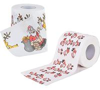 2 rotoli di carta igienica natalizia -Babbo Natale rotolo di carta igienica da bagno forniture natalizie tessuto decorazione del bagno tovagliolo divertente festa di compleanno regalo novità