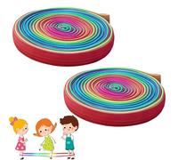 2 rotoli di gomma per bambini, gioco Twister per bambini, in gomma, 6 metri, colori arcobaleno, adatto per giochi di salto interni ed esterni, adatto per ragazzi e ragazze